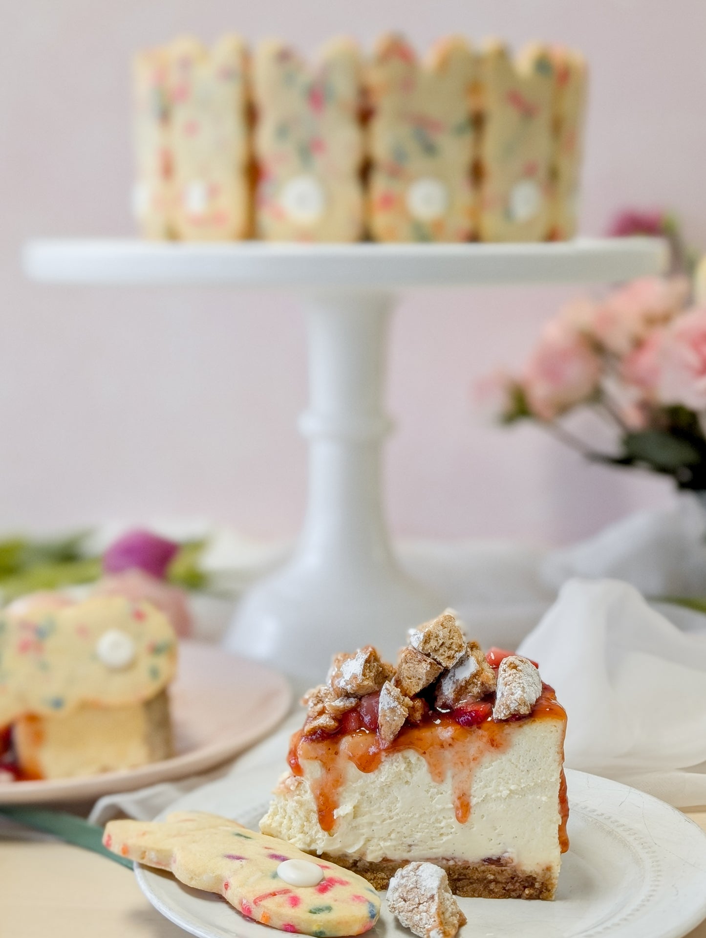 Strawberry Sugar Cookie Cheesecake (Easter)