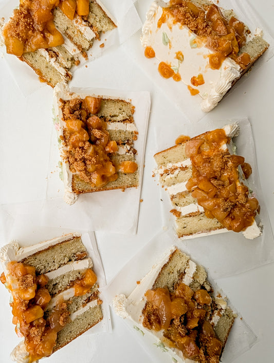 Cake of the Month: Peach Thyme Cake Slice